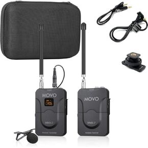 Movo Universal Wireless System, 12 VHF Channels, 2-Microphone, 3.5mm TRRS, 1-Year Warranty