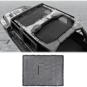 JWWY for Jeep JL Sun Shade Mesh Sunshade Top UV Sun Protection Sunblock Mesh Heat Shield Mesh for 2018-2024+ Jeep Wrangler JL JLU 4 Door Unlimited,Block Heat Block UV Rays, Black 2PCS