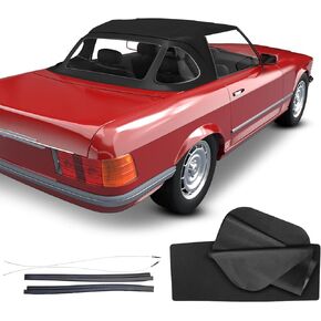 A-Premium Black Convertible Soft Top with Clear Plastic Window Compatible with Mercedes-Benz R107 Series 380SL 1981-1985 450SL 1975-1980 560SL 1986-1989