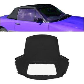 KUAFU Convertible Soft Top Compatible with 1990-June 1993 Ford Mercury Capri (Black Sailcloth Top & Clear Plastic Window)