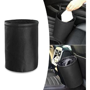 1 PC Car Trash Can, Mini Hanging Storage Bucket, Compression Folding Waterproof Storage Box, Creative Car Storage Bag, Universal for Most Cars (Black)