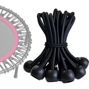 Trampoline Replacement Bungees Cords, Bungee Cords for Trampoline, 15 PCS Heavy Duty Ball Bungees Bands, Fitness Trampoline Accessories Ball Elastic Rope with T-Hook Pull Tool (6.0in/15.5cm)