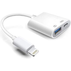 Lightning to USB Camera Adapter with Charging Port, Apple MFi Certified USB 3.0 OTG Dongle for iPhone 14 13 12 11 X XS XR 8, iPad to USB Flash Drive, Card Reader, Keyboard, Mouse, Piano