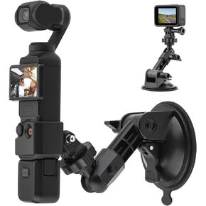 Pocket 3 Suction Cup Mount, Windshield Window Dash Holder Kit with Expansion Adapter for GoPro Max Mini Hero 12 11 10 9 8 7 6 5 Pocket 3 2 Insta360 X3 X2 Go 3 Action 3 4 Accessories