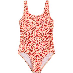WDIRARA Girl's Leopard Print One Piece Swimsuit Scoop Neck Sleeveless Bathing Suits