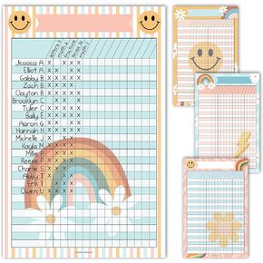 Hadley Designs 4 Retro Data Charts Classroom Incentive Chart for Classroom - Homework Chart for Classroom Reward Chart, Attendance Chart for Classroom Charts, Reward Chart for Kids Behavior