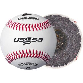 CHAMPRO USSSA Game Baseballs with Full Grain Leather Cover, 12Pack, White