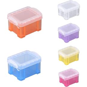 6 Pack Mini Storage Boxes Plastic Storage Box Organiser Boxes with Lid Small Storage Bin Boxes for Storing Paper Clips Staples Beads Earrings Rings