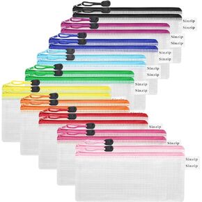 20 Pack Multicolored Zipper Mesh Pouch, Zipper Pencil Pouches Pen Bags, Multipurpose Travel Bags for Cosmetic School Office Supplies and Travel Accessories, 10 Colors (Assorted A)