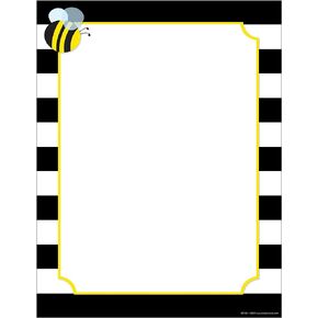 Barker Creek Designer Computer Paper, Wide Stripes With Bee, 8.5" x 11", Decorative Printer Paper, Stationery, 50 Sheets per Pkg, Home, School and Office Supplies (743)