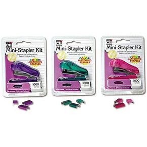 Charles Leonard, Inc Mini Staplers 6 Pack - 1,000 Staples each, Colors Vary