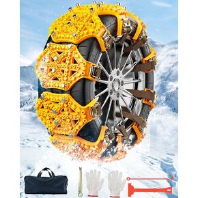 Anti Skid Snow Chains for Car Tires Adjustable,8 Pcs Universal Emergency Tire Chains for Suv and Pickup Trucks Wheel Width 165-275mm(6.5in-10.8in)