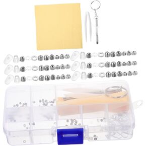 1 Set Eyeglasses Replacement Nuts Screw Replacement Nuts kit Glasses Repairing Nuts Frameless Plastic Tool Box Washer Supplies Sunglasses Assorted Travel Set Nose Pads Nuts