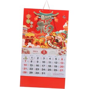 ABOOFAN Chinese Decor Chinoiserie Decor Office Calendar 2024 Wall Calendar Chinese Planner 2024 Daily Planner Organizer Daily Hanging Calendar Delicate Calendar Traditional Wall Calendar