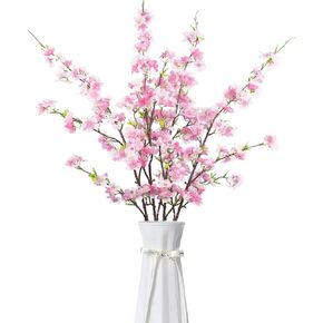 4Pcs Artificial Cherry Blossom Flowers 43 Inch Long Stem Cherry Blossom Decor Fake Flower for Home Wedding Outdoor Decoration (Light Pink)