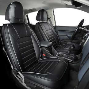 LUCKYMAN CLUB Colorado Seat Covers R02-K2, fit for Chevy 2015-2022 Colorado Crew Cab Z71 LT ZR2 Work Truck with Water Proof Faux Leather(Rear Set, Black Rear)