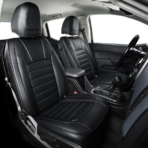 LUCKYMAN CLUB Colorado Seat Covers R02-K2, fit for Chevy 2015-2022 Colorado Crew Cab Z71 LT ZR2 Work Truck with Water Proof Faux Leather(Rear Set, Black Rear)