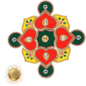 Large 15 Inches Size Big Diwali Acrylic Rangoli Stencils Handmade Rangoli Sticker Home Decor Floor Decorative Stones (Design 4)
