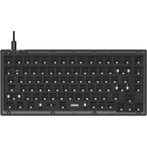Keychron V1 Wired Custom Mechanical Keyboard Barebone Knob, 75% Layout QMK/VIA Programmable Macro with Hot-swappable Support Compatible with Mac Windows Linux (Frosted Black - Translucent)
