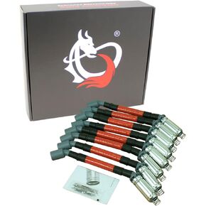 DRAGON FIRE PERFORMANCE Sport Series Direct Fit Fiberglass Sleeved 15mm Low Ohm Spark Plug Wire Set Compatible With 1999-2019 Buick Chevy GMC Cadillac Pontiac Hummer LS V8 Oem Fit PWJ256-HT