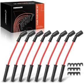 A-Premium Ignition Spark Plug Wires Set of 8 Compatible with Chevrolet Silverado 1500, Tahoe, Colorado, Express 2500, Avalanche & GMC Sierra 3500 HD, Yukon XL 1500, Canyon & Cadillac Escalade ESV EXT