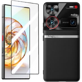 QUIETIP Case Compatible with Nubia Z60 Ultra 5G with Screen Protector,Slim Shockproof Metal Lens Protective Hard Cover,Black