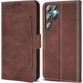 Leather RFID Case for Samsung Galaxy S24 Ultra 5G Case 6.8-inch, Case with 3+2 Card Slot and Cash Pocket, Built-in Kickstand, Rugged Protective Case Designed for Galaxy S24 Ultra 5G (Black)