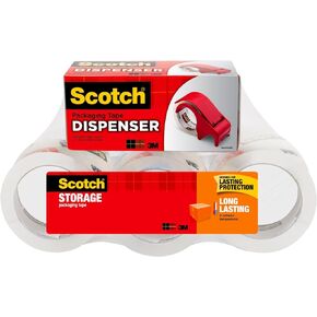 Scotch Long Lasting Storage Packaging Tape, 1.88 Inches x 54.6 Yards, 6 Rolls with Refillable Dispenser (3650-6-DP3)