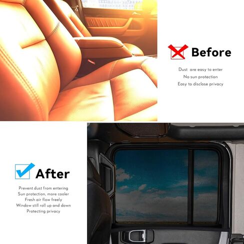 ظلال النافذة الخلفية متوافقة مع 1997-2022 2023 2024 Wrangler TJ JK JL ملحقات غطاء النافذة الجانبية المعتمة للمصارع JT 1997-2022 2023 شبكة نافذة جانبية قابلة للتنفس in Kuwait