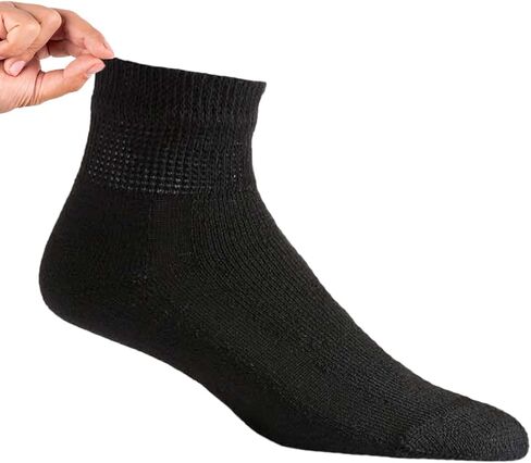 جوارب قطنية لمرضى السكري للكاحل/الربع توفر الراحة والدعم، جزء علوي واسع غير مربوط مثالي للرجال (3 عبوات) in Kuwait
