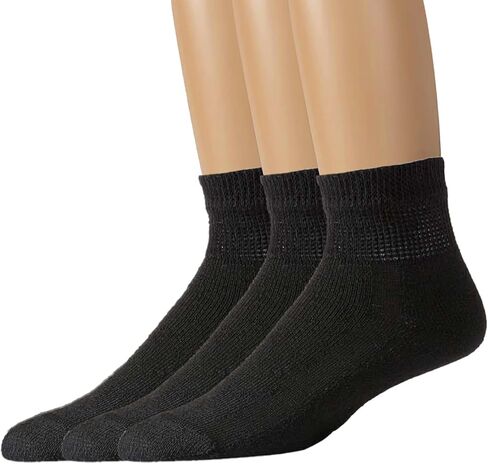 جوارب قطنية لمرضى السكري للكاحل/الربع توفر الراحة والدعم، جزء علوي واسع غير مربوط مثالي للرجال (3 عبوات) in Kuwait