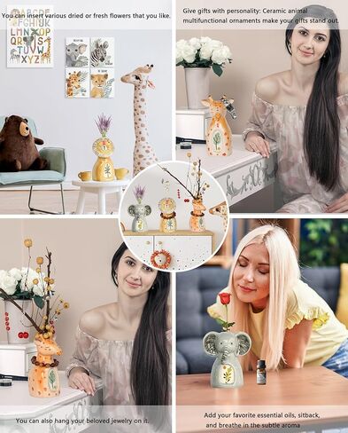 زجاجات ناشرة أعواد القصب الخزفية الفارغة: 10.14 أونصة/300 مل، أوعية ناشرة للزيوت العطرية قابلة لإعادة الملء، إكسسوارات العطور، مجموعات ناشرة أعواد بديلة يمكنك صنعها بنفسك، حرف مزهرية زهرية بنمط أسد رائع in Kuwait