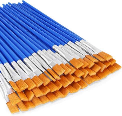 Paint Brushes Bulk, 50 Pcs Nylon Hair Paint Brushes for Acrylic Painting, Craft Paint Brushes Set for Kids Watercolor Face Canvas Painting (Flat) in Saudi Arabia