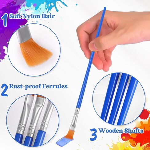 Paint Brushes Bulk, 50 Pcs Nylon Hair Paint Brushes for Acrylic Painting, Craft Paint Brushes Set for Kids Watercolor Face Canvas Painting (Flat) in Saudi Arabia
