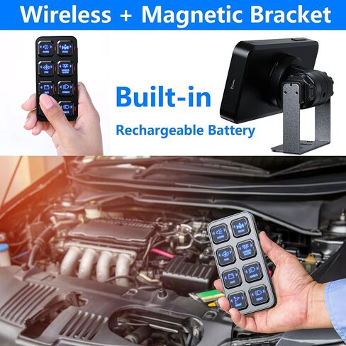 8 Gang Wireless Remote Control Switch Panel 12v Waterproof Power Control Box with Toggle Momentary Pulsed Universal for Truck Marine Trailer RV SUV ATV UTV Campervan in Saudi Arabia