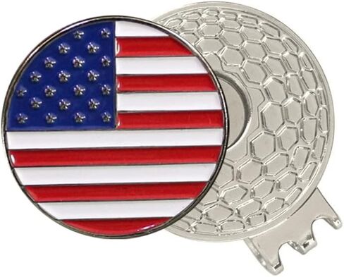 علامة كرة الجولف بعلم الولايات المتحدة الأمريكية مقاس 0.96 بوصة مع مشبك قبعة مغناطيسي للنساء لاعب الجولف المناسب لملاعب الجولف in Kuwait