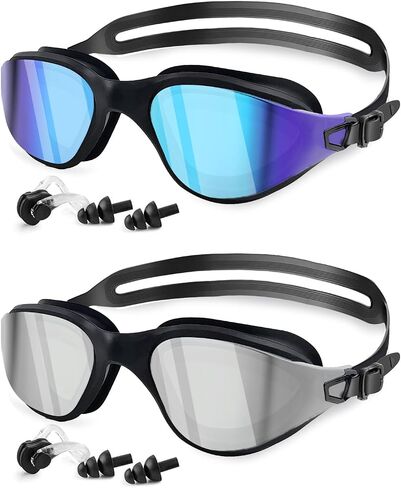 Swimming Goggles 2 Pack, Professional Anti Fog No Leaking UV Protection Wide View Swim Goggles for Women Men Adult Youth in Saudi Arabia