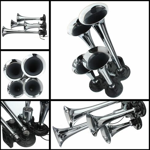 Air Horn Kit, 12V/24V 150dB Super Loud Train Horn for Truck, 4 Trumpet Train Horns kit for Vehicles Trucks Pickup Trains Cars Boats in Saudi Arabia