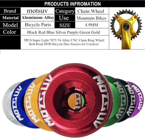 Single Chainring Bolts Aluminum Alloy M8 Crankset Single Chainwheel Bolts & Nuts Disc Screws of 5pcs in Kuwait