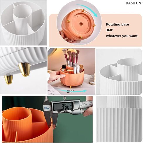 DASITON Large Capacity Makeup Brush Holder,360° Rotating Makeup Organizer,5 Slot Makeup Brushes Cup,for Vanity Decor,Bathroom Countertops,Desk Storage Container,Cosmetic Display cases(Blue) in Saudi Arabia