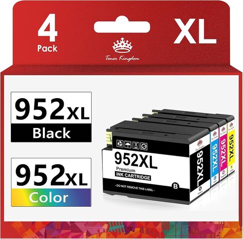 استبدال خرطوشة الحبر المعاد تصنيعها من Toner Kingdom لحزمة التحرير والسرد لخراطيش الحبر HP 952XL لطابعات Officejet Pro 8710 7740 8720 8210 8715 8700 8702 8730 8720 8216 (أسود، سماوي، أرجواني، أصفر) in Kuwait