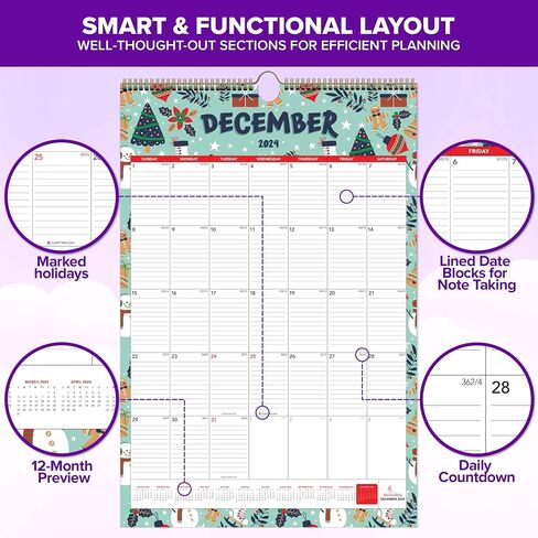 24 Months Wall Calendar Extra Large Jan 2024 to Dec 2025, 20x30in 2024 Wall Calendar Large, 20 x 30 Wall Calendar, Wall Calendar Large Paper Wall Calendar, Large Calendar Wall, 20x30 Wall Calendar in Saudi Arabia