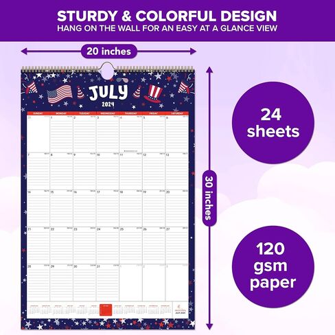24 Months Wall Calendar Extra Large Jan 2024 to Dec 2025, 20x30in 2024 Wall Calendar Large, 20 x 30 Wall Calendar, Wall Calendar Large Paper Wall Calendar, Large Calendar Wall, 20x30 Wall Calendar in Saudi Arabia