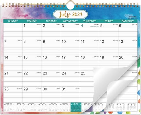 تقويم حائط 2024-2025 - تقويم حائط 2024-2025 من يوليو 2024 إلى ديسمبر 2025، 11.57 بوصة × 14.72 بوصة مع تاريخ جوليان، ورق سميك، غلاف مزدوج السلك in Kuwait