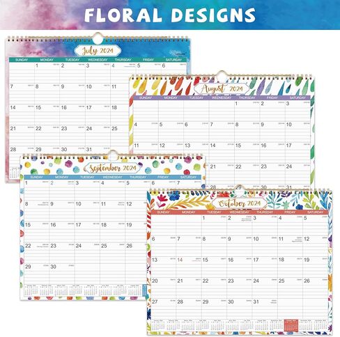 تقويم حائط 2024-2025 - تقويم حائط 2024-2025 من يوليو 2024 إلى ديسمبر 2025، 11.57 بوصة × 14.72 بوصة مع تاريخ جوليان، ورق سميك، غلاف مزدوج السلك in Kuwait