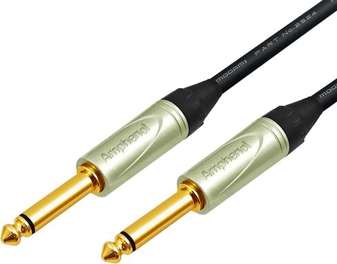 WORLDS BEST CABLES 15 Foot - Guitar Bass Instrument Cable Custom Made Using Mogami 2524 Wire and Amphenol QM2P-AU ¼ Inch Straight (6.35mm) Gold TS Connectors in Saudi Arabia