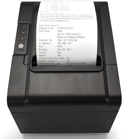 Rongta RP326, Black, POS Printer, 80mm USB Thermal Receipt Printer, Auto Cutter Support Cash Drawer, USB/Serial/Ethernet Interface for Windows/Mac/Linux, Do Not Square in Saudi Arabia