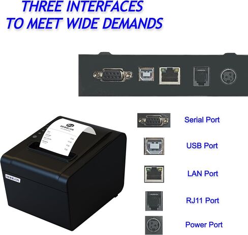 Rongta RP326, Black, POS Printer, 80mm USB Thermal Receipt Printer, Auto Cutter Support Cash Drawer, USB/Serial/Ethernet Interface for Windows/Mac/Linux, Do Not Square in Saudi Arabia