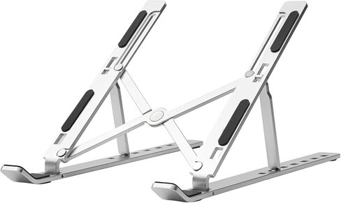 Laptop Stand for Desk,Adjustable Height Foldable Portable Dj Laptop Stand,Computer Stand,Ergonomic Aluminum Laptop Stands,Compatible 10-15" MacBook air pro dell hp Lenovo(Silver) in Saudi Arabia