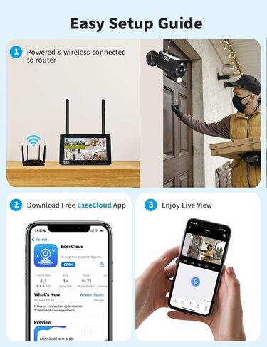 [صوت ثنائي الاتجاه وواي فاي مزدوج] نظام كاميرا أمان LCD محمول Tonton 2K 3MP لاسلكي مع شاشة لمس IPS مقاس 7 بوصات، طقم NVR 4CH، يدعم بطاقة SD بسعة تصل إلى 128 جيجابايت in Saudi Arabia